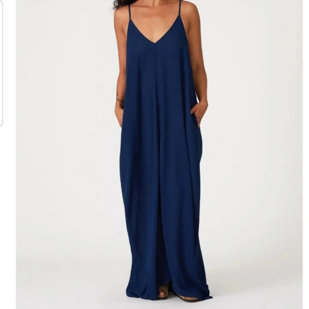 Lovestitch Navy Blue Weekend Mila Sleeveless Maxi Dress Size Small Medium - Picture 3 of 12